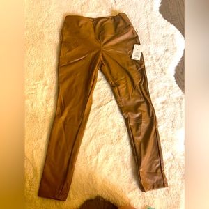 Faux leather stretch pants